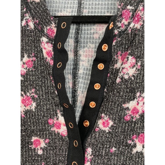 Free People NWT One of the Girls Printed Henley Pink Floral Long Sleeve Top New - Picture 4 of 13